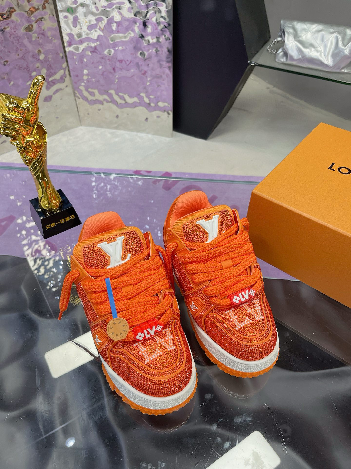 louis vuitton l couples sneakers 35-44 orange - Image 3