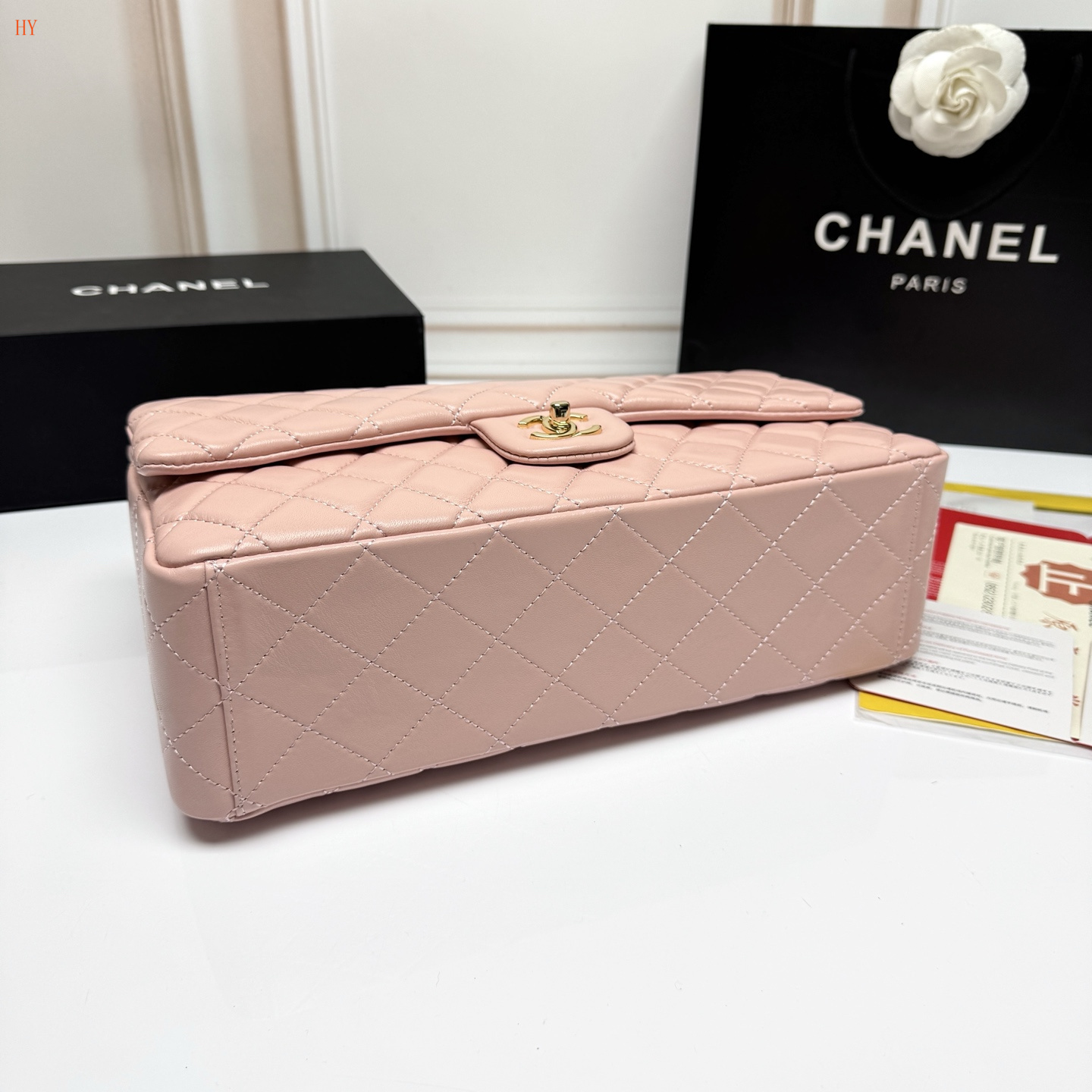 chanel pink quilted flap bag 33*22*9 - Image 3
