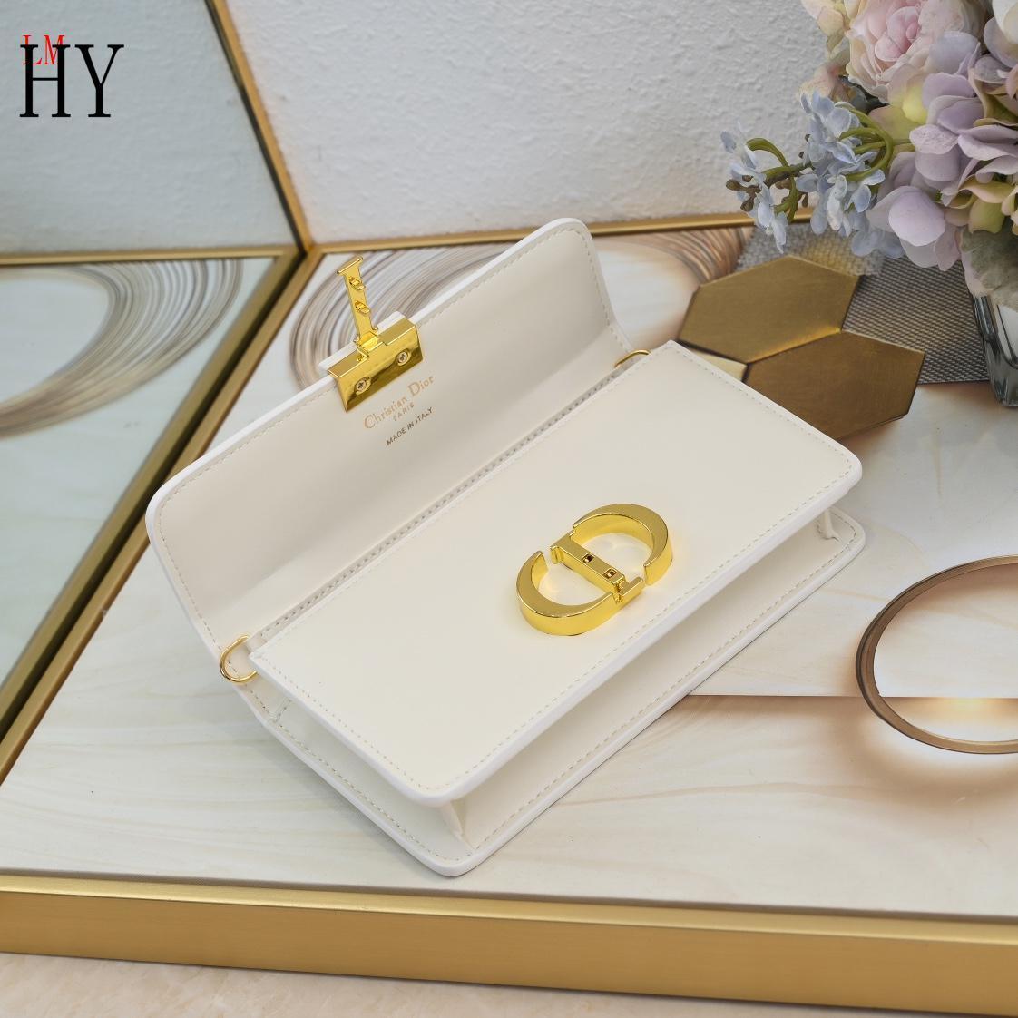dior white handbag 20x10x4 cm with gold accents - Image 3