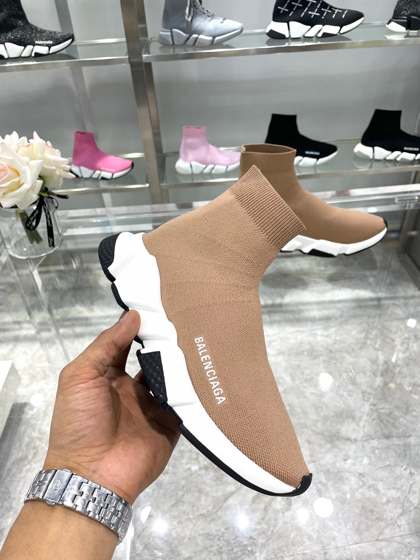 balenciaga sock sneakers in brown - sizes 35-44 - Image 3