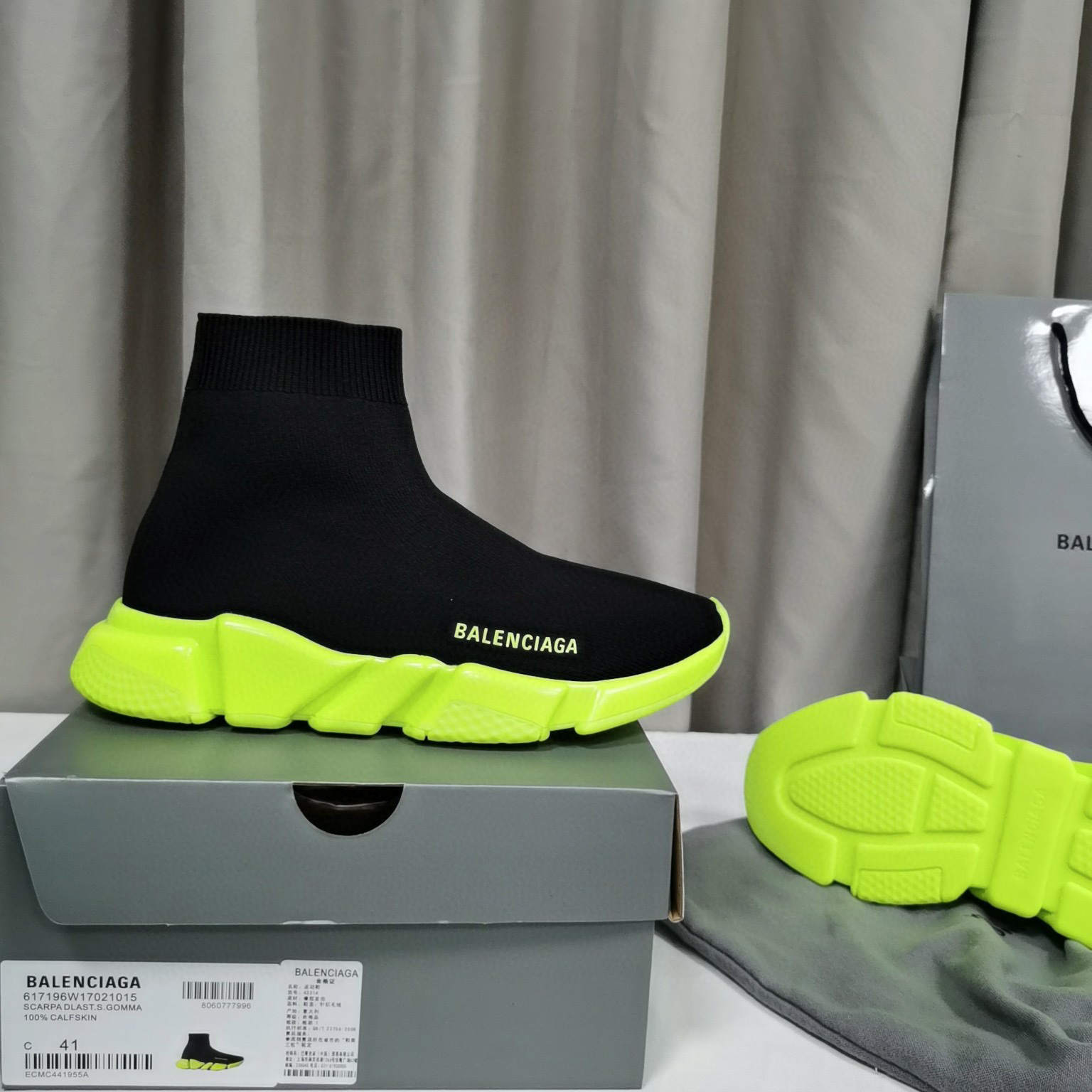 balenciaga sock sneakers - size 35-44 - black/neon yellow - Image 3
