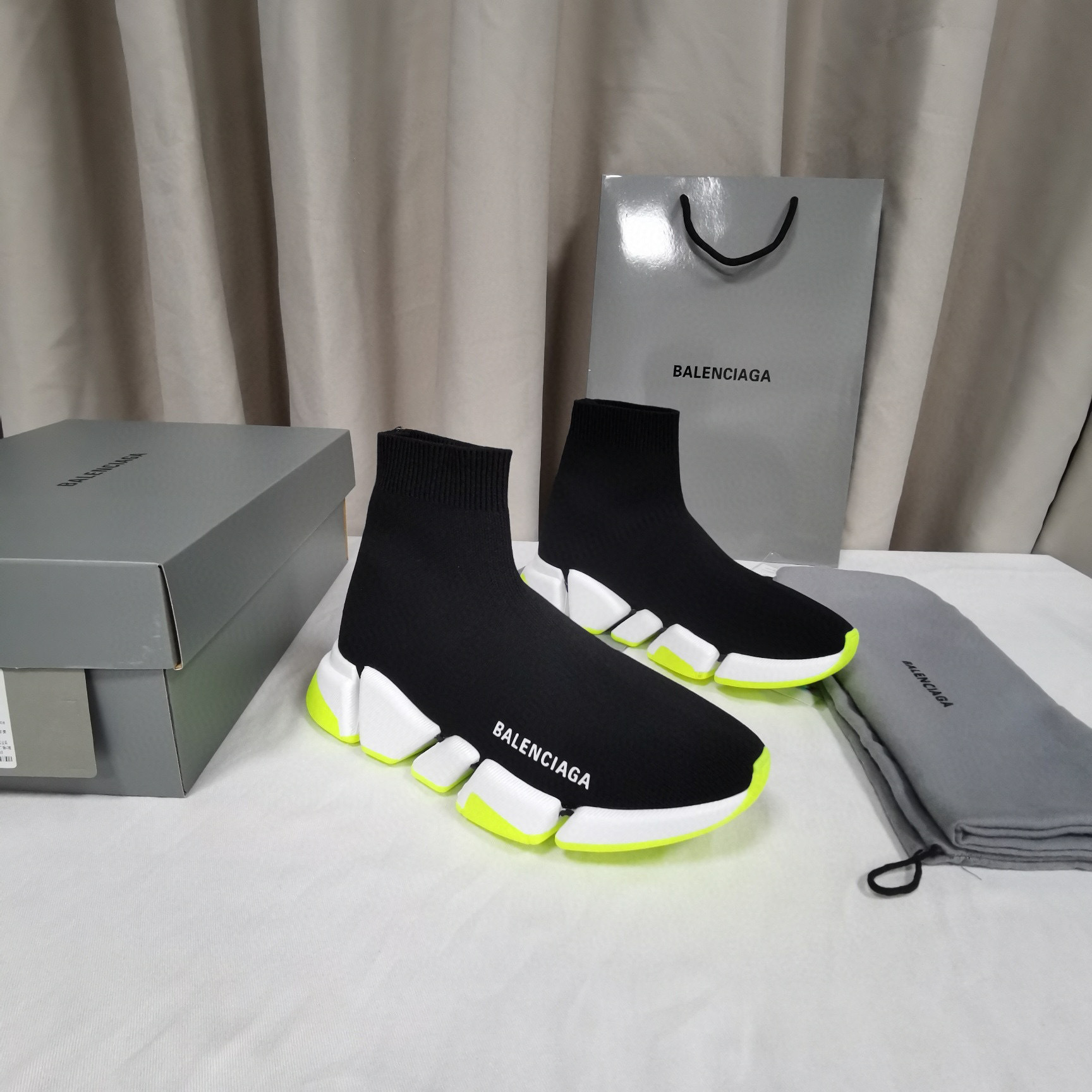 balenciaga sock sneakers 35-44 - black/neon green - Image 3