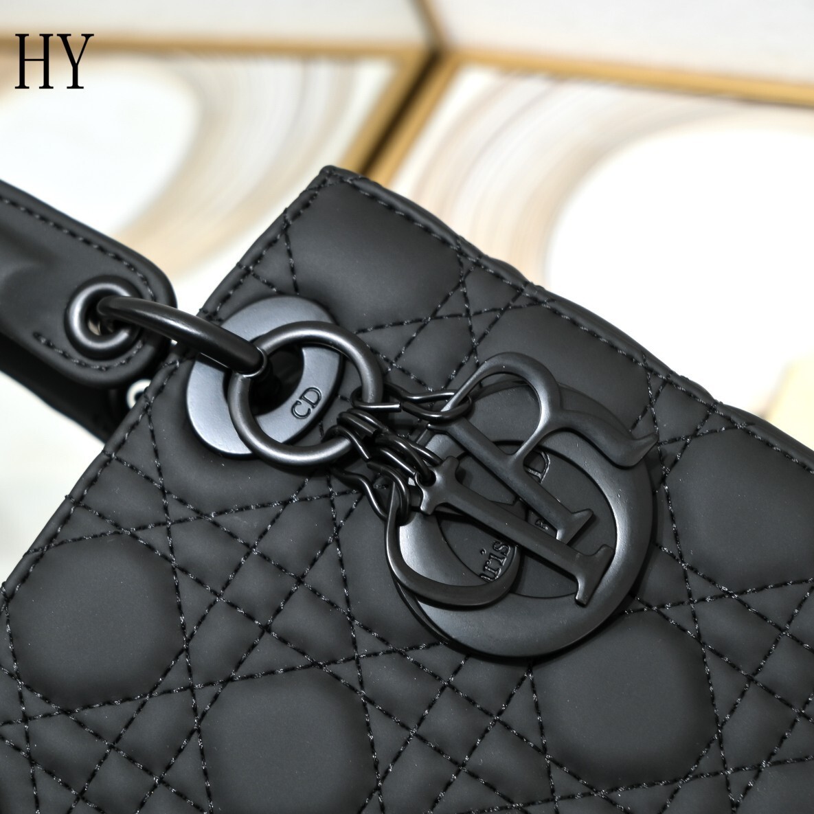 dior black quilted handbag 20cm x 17cm x 8cm - Image 3