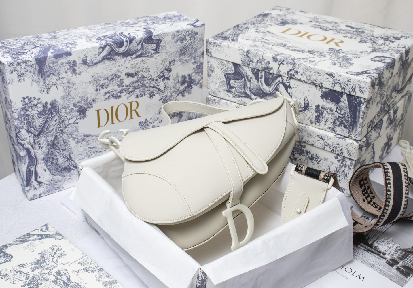 dior saddle bag - 25.5 x 20 x 6.5 cm - cream - Image 3