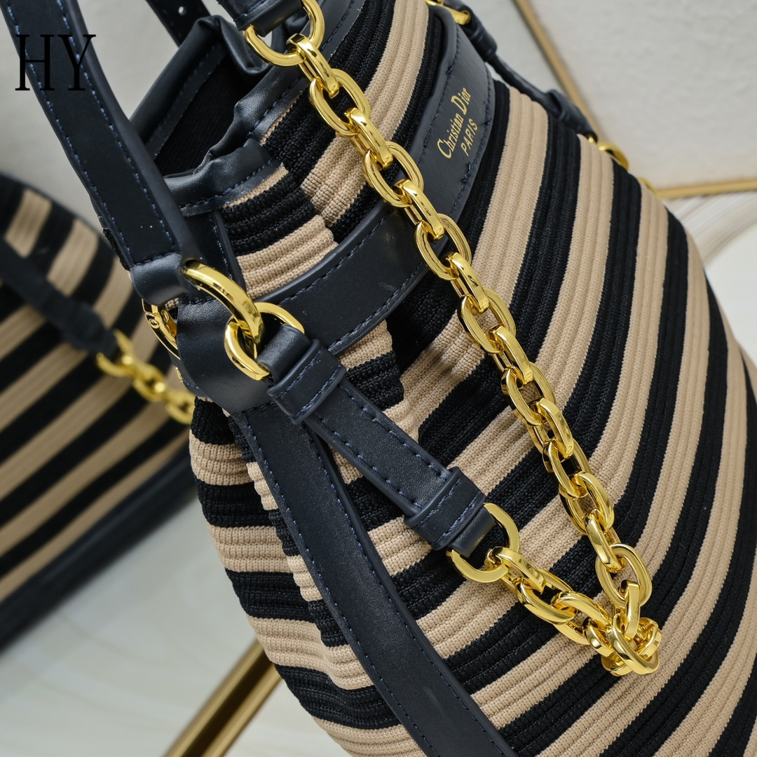 dior striped bucket bag - 24x24.5x10 cm - Image 3