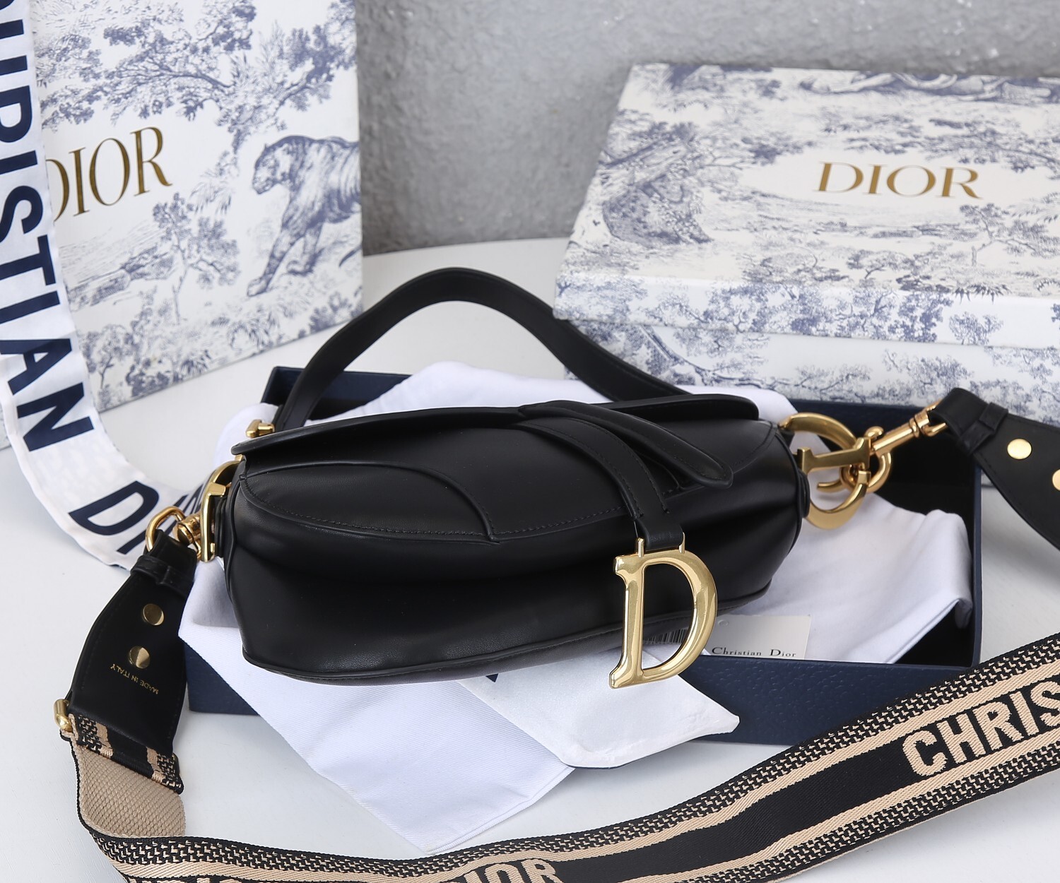 dior saddle bag - black leather, 25.5x20x6.5 cm - Image 3