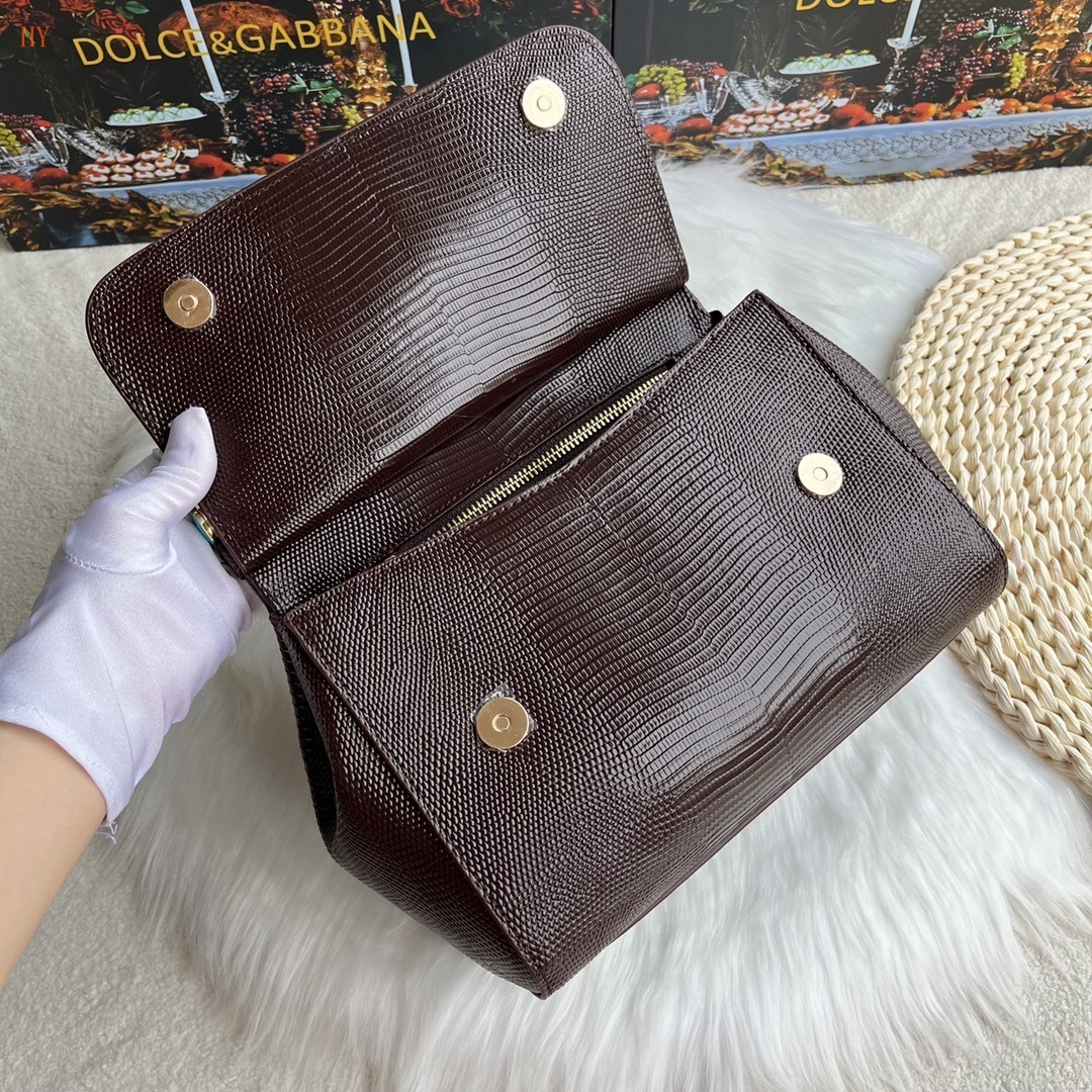 dolce & gabbana brown textured handbag 25x20x12 cm - Image 3