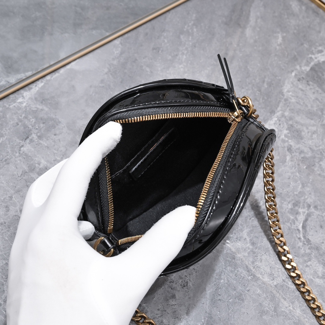 yves saint laurent black quilted round crossbody bag - Image 3