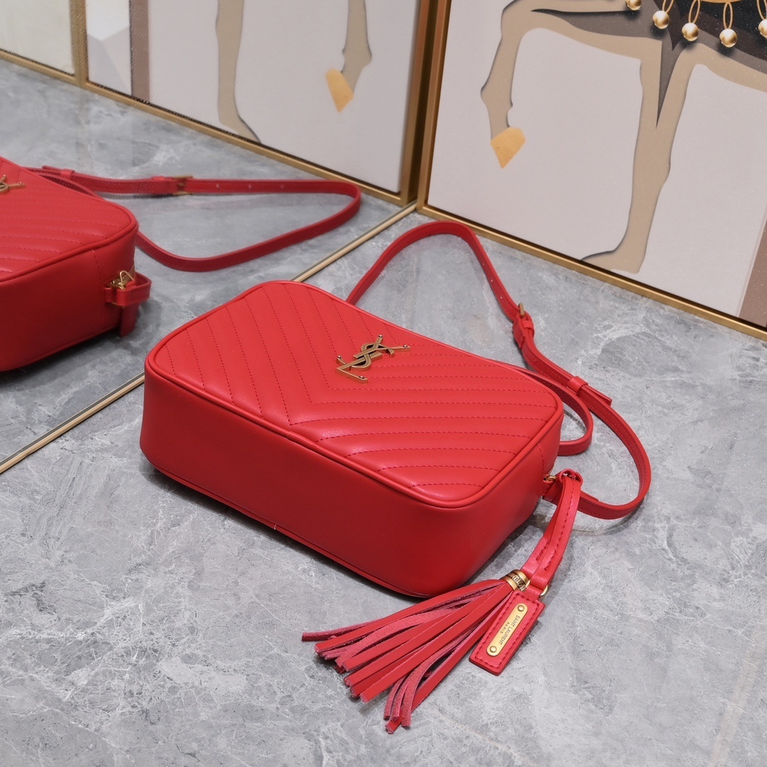 yves saint laurent red chevron crossbody bag, 23x16x6cm - Image 3
