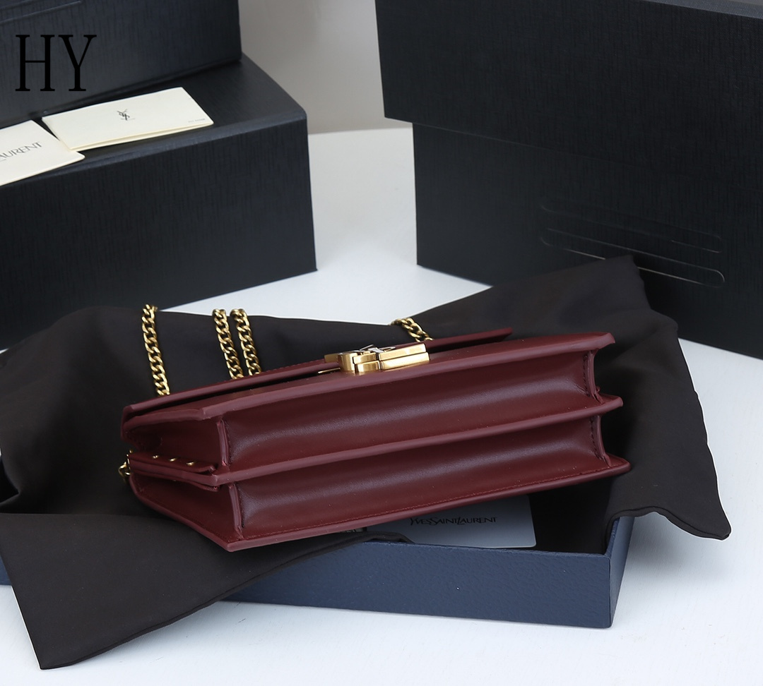 yves saint laurent burgundy leather crossbody bag - 22x16.5x5.5cm - Image 3