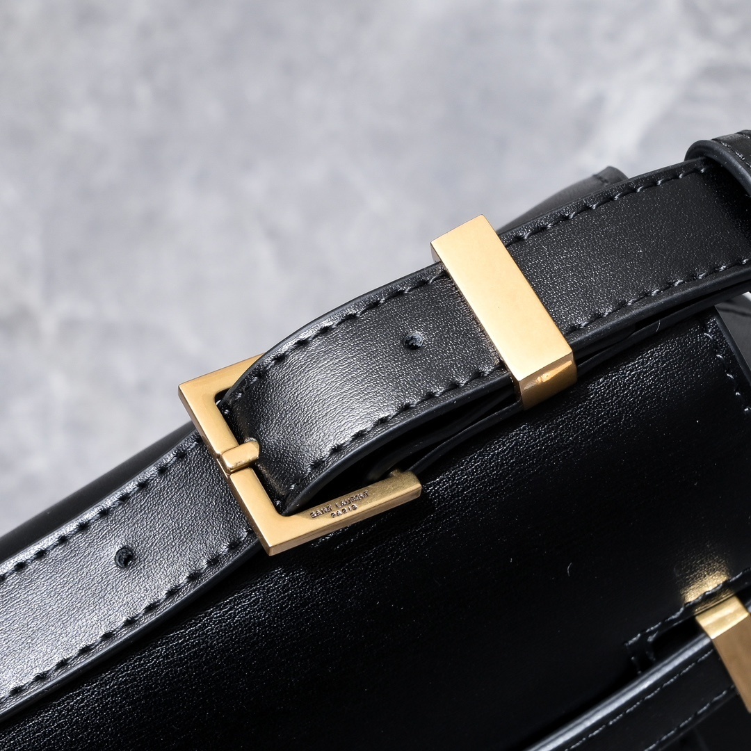 yves saint laurent black leather handbag 29x20x7.5 cm - Image 3