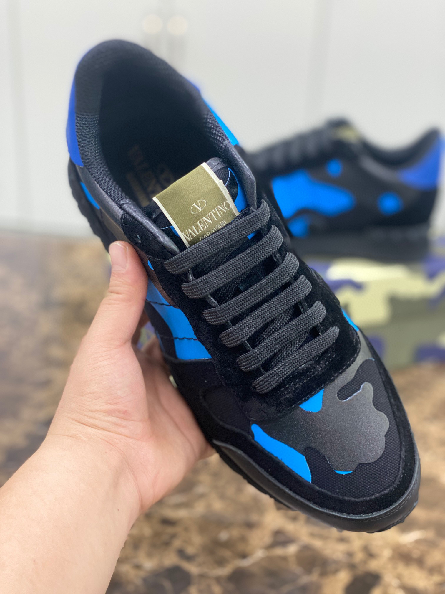 valentino casual sneakers in black/blue - sizes 38-44 - Image 3