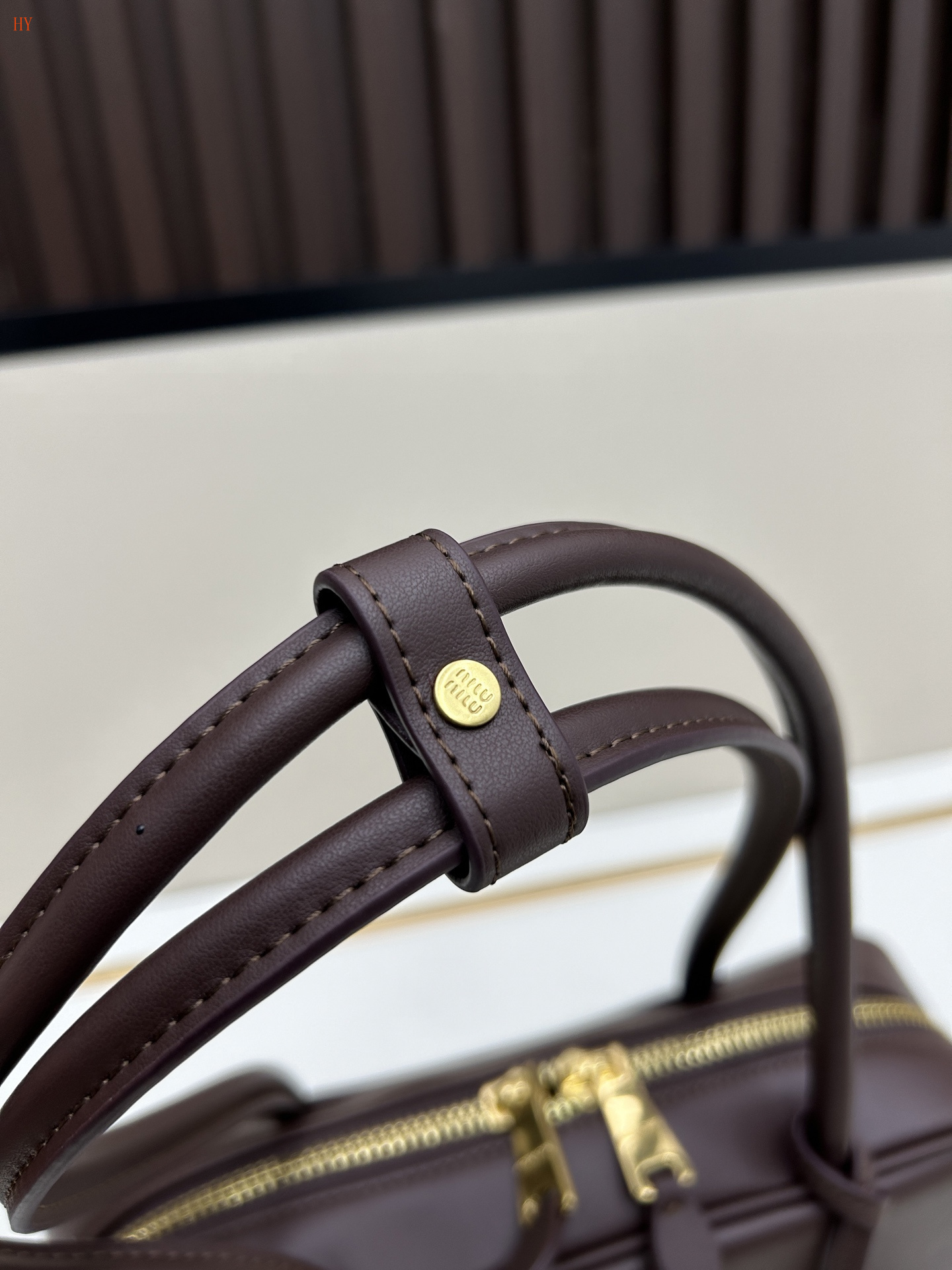 miu miu brown handbag 28*11*8 cm with lock charm - Image 3