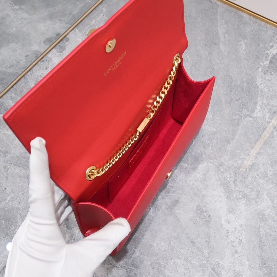 yves saint laurent red leather crossbody bag 24x14x5 - Image 3