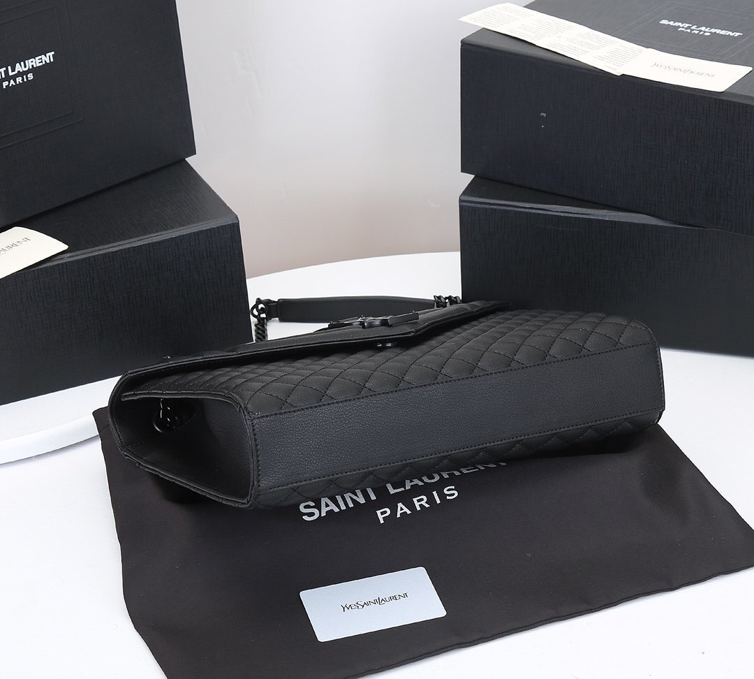 yves saint laurent quilted black leather bag - 31x20x8 cm - Image 3