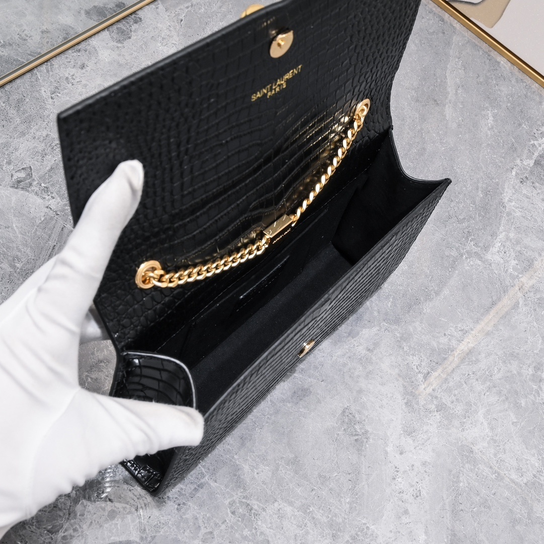 yves saint laurent black croc-embossed bag 24*5.5*14.5 - Image 3