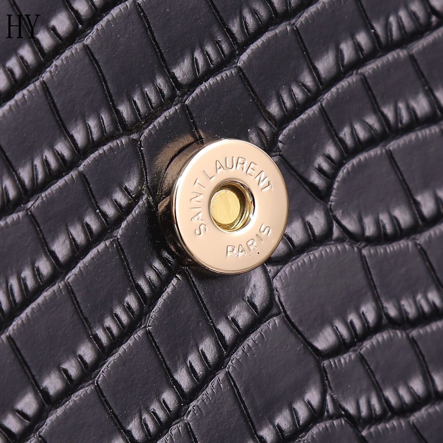 yves saint laurent black croc-embossed bag - 22x16x8 cm - Image 3