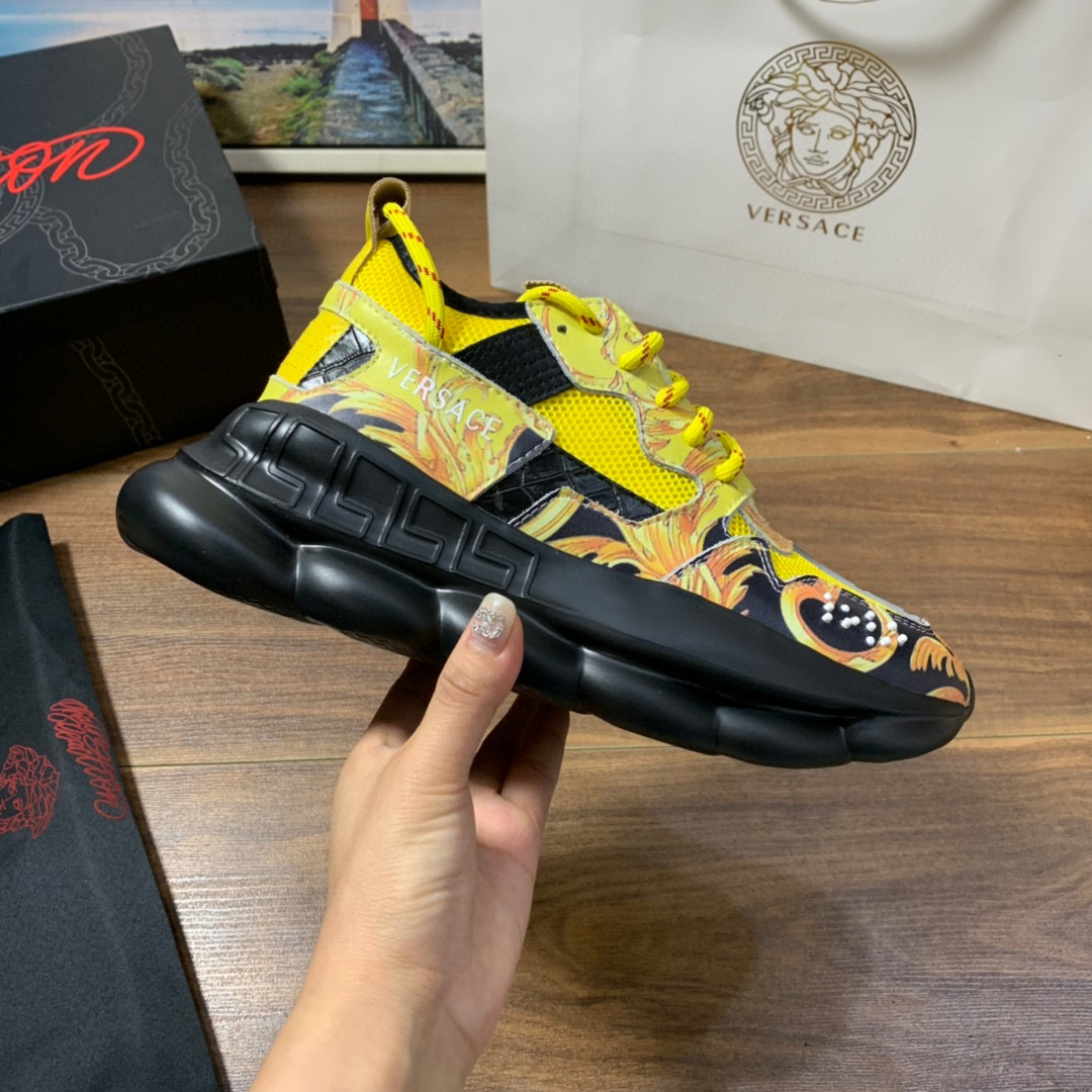 versace couple dad sneakers 35-44 yellow/black - Image 3