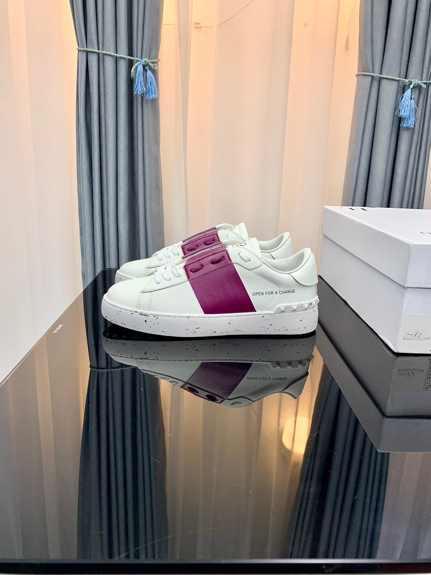 valentino couples sneakers 35-44 with purple stripe - Image 3