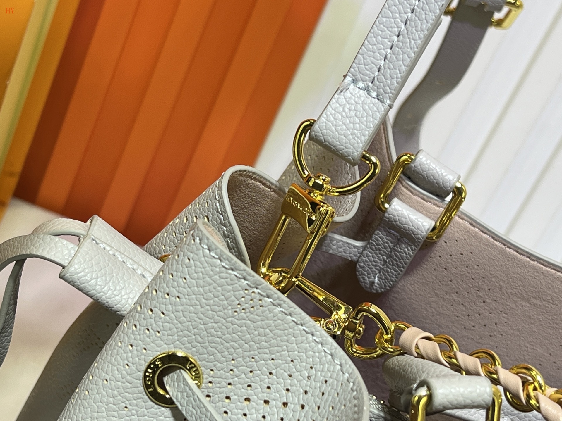 louis vuitton gray perforated tote bag 32x23x13 - Image 4