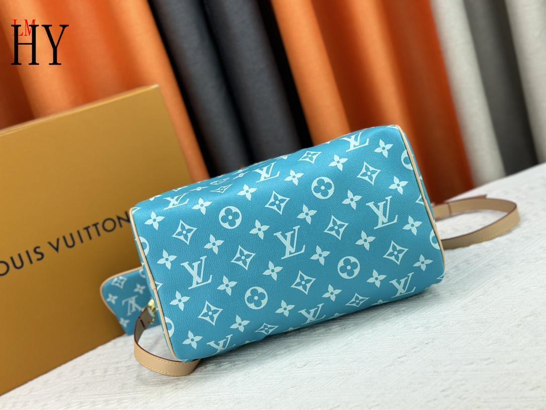 louis vuitton blue monogram handbag 30x21x17 cm - Image 4