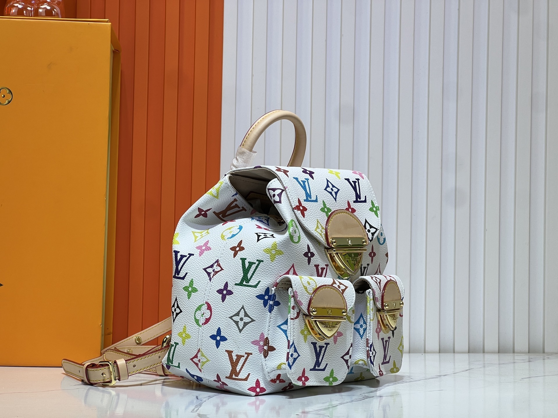 louis vuitton colorful monogram backpack 26x24x7 cm - Image 4