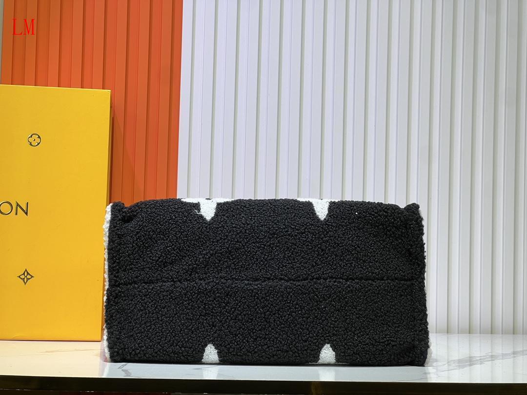 louis vuitton black and white tote bag 33x27x14 - Image 4