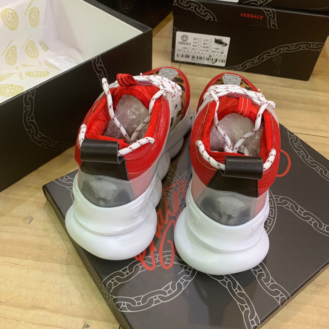 versace unisex dad sneakers 35-44 - red & leopard print - Image 4