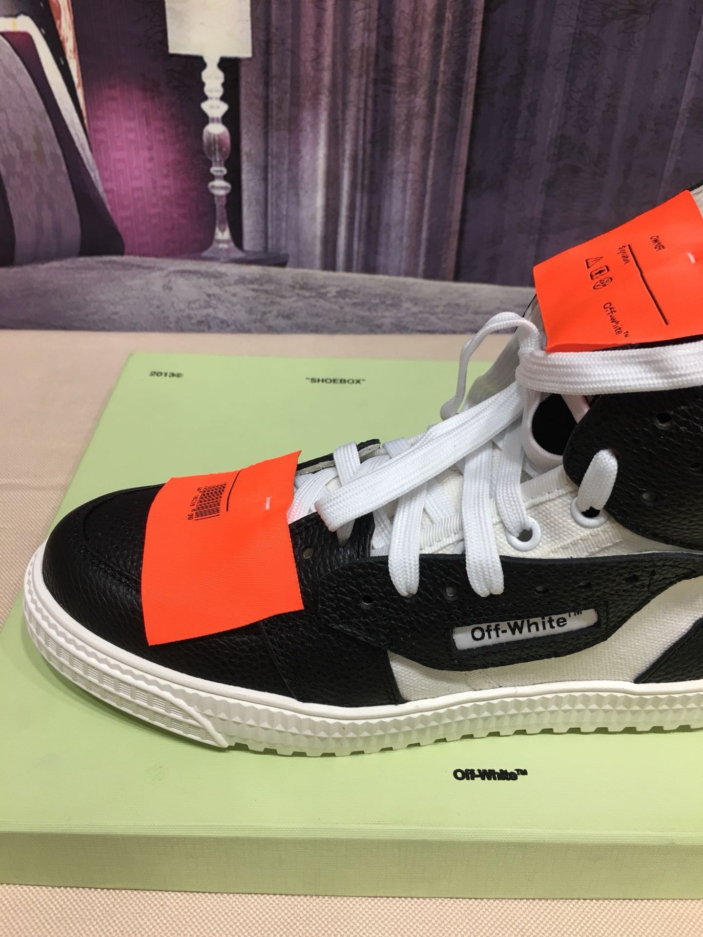 off-white high-top sneakers for couples, sizes 35-44 - Image 4