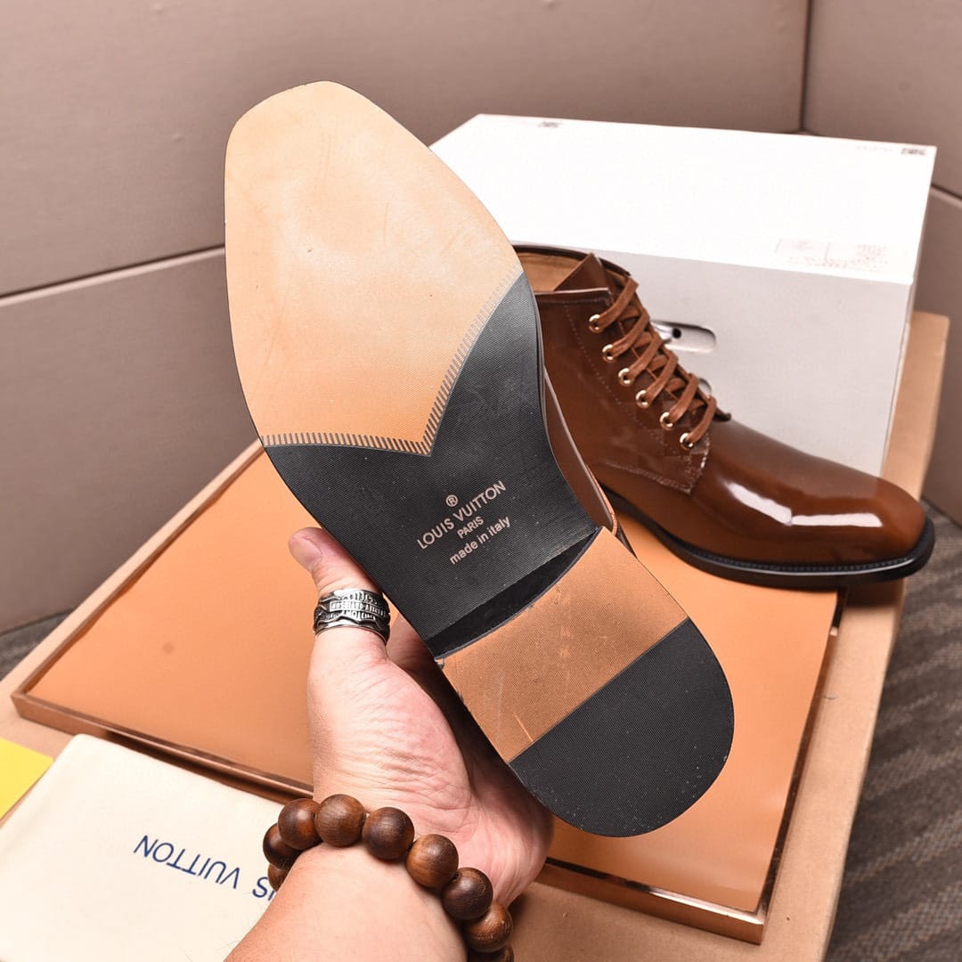 louis vuitton brown checkered leather boots size 38-44 - Image 4