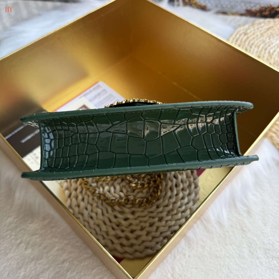 dolce & gabbana green crocodile-effect handbag 19*13*4.5 - Image 4
