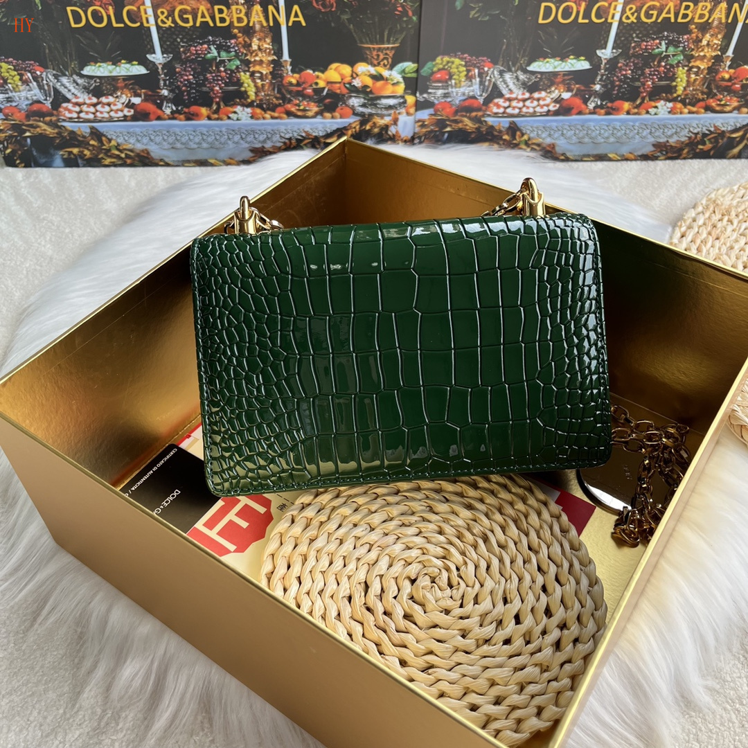 dolce & gabbana green crocodile-effect dg bag 21*15*4 - Image 4