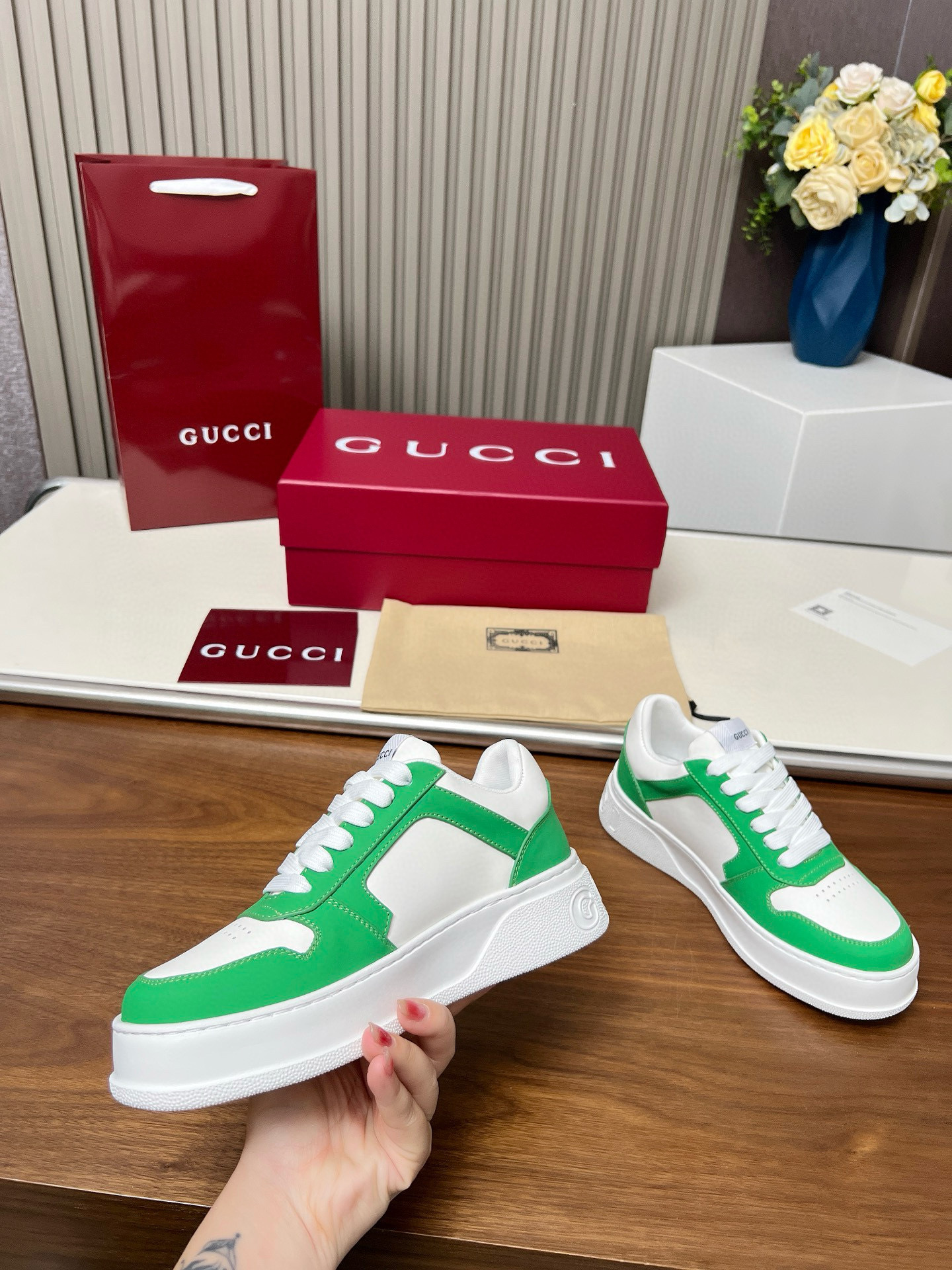 gucci g couples sneakers 35/45 - green/white - Image 4
