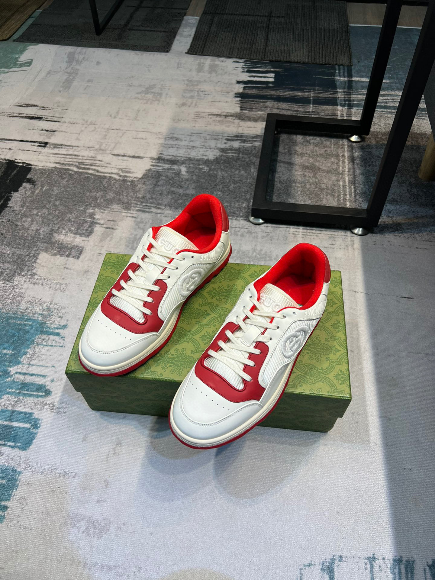 gucci g couples sneakers 35-44 - stylish red & white - Image 4
