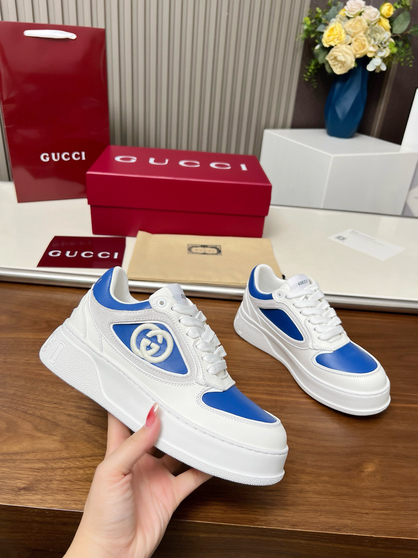 gucci g couples sneakers 35/44 - blue and white - Image 4