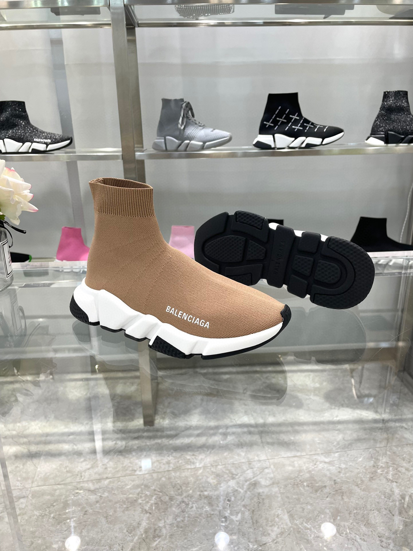 balenciaga sock sneakers in brown - sizes 35-44 - Image 4