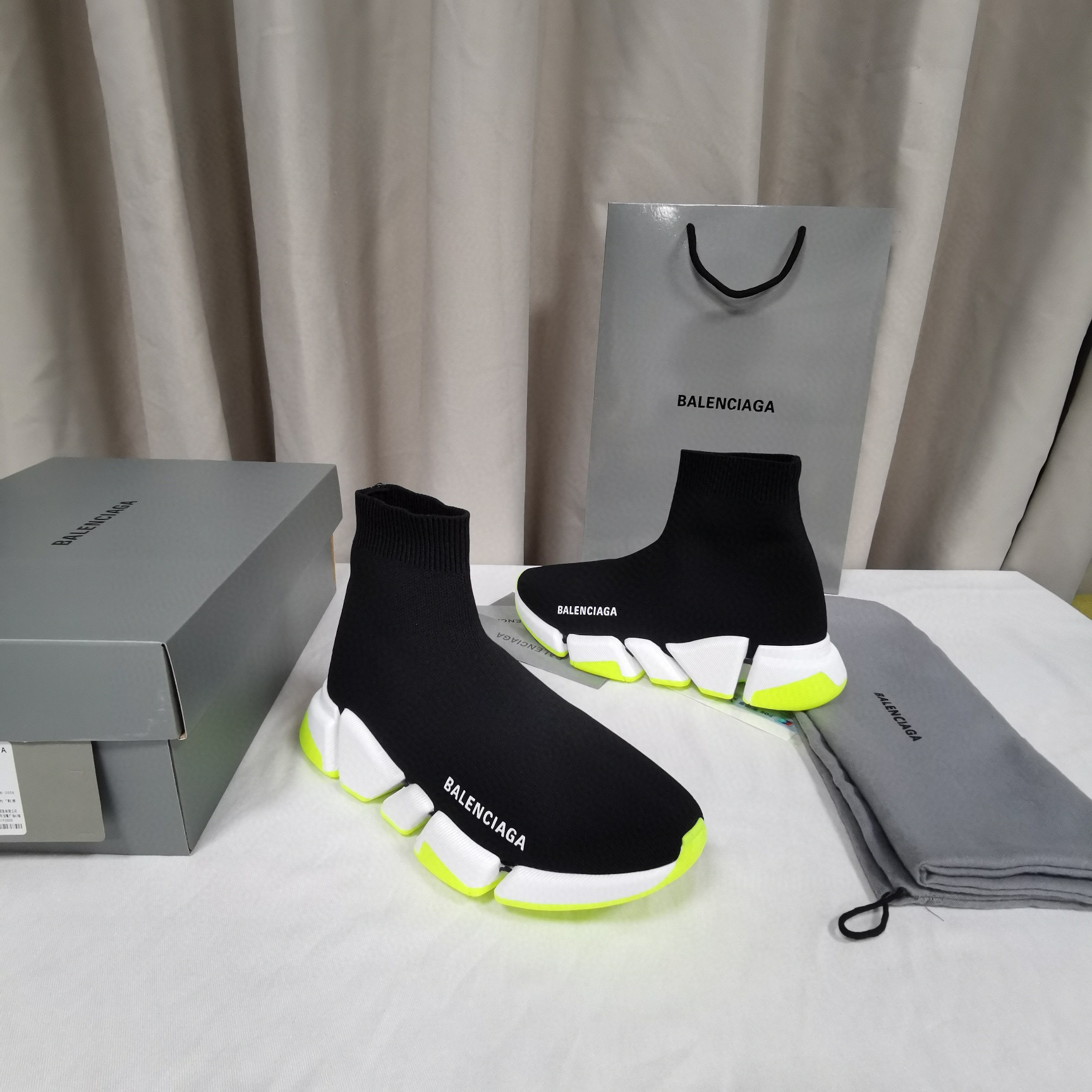 balenciaga sock sneakers 35-44 - black/neon green - Image 4