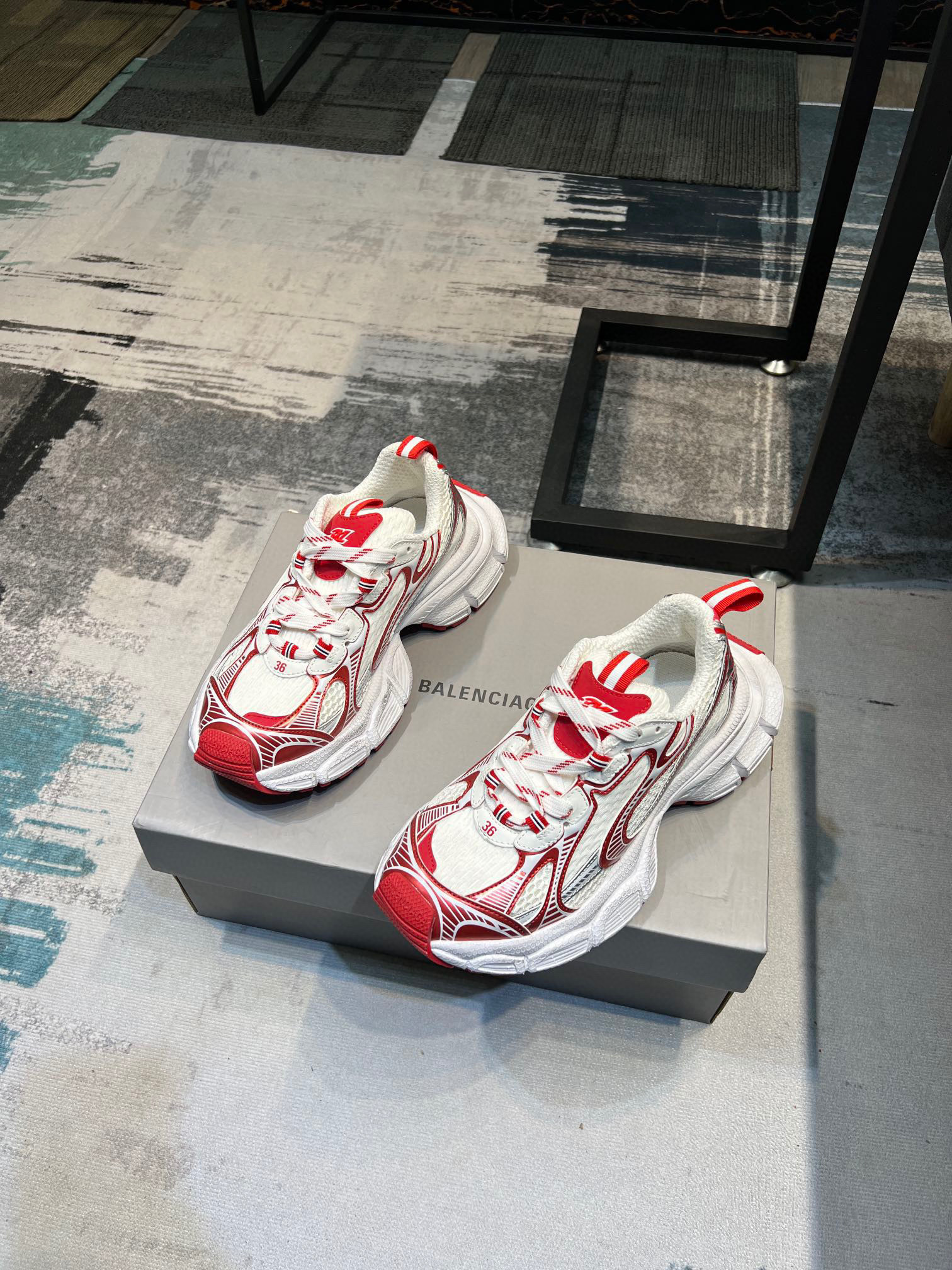 balenciaga couples sneakers 35-44 - red/white - Image 4