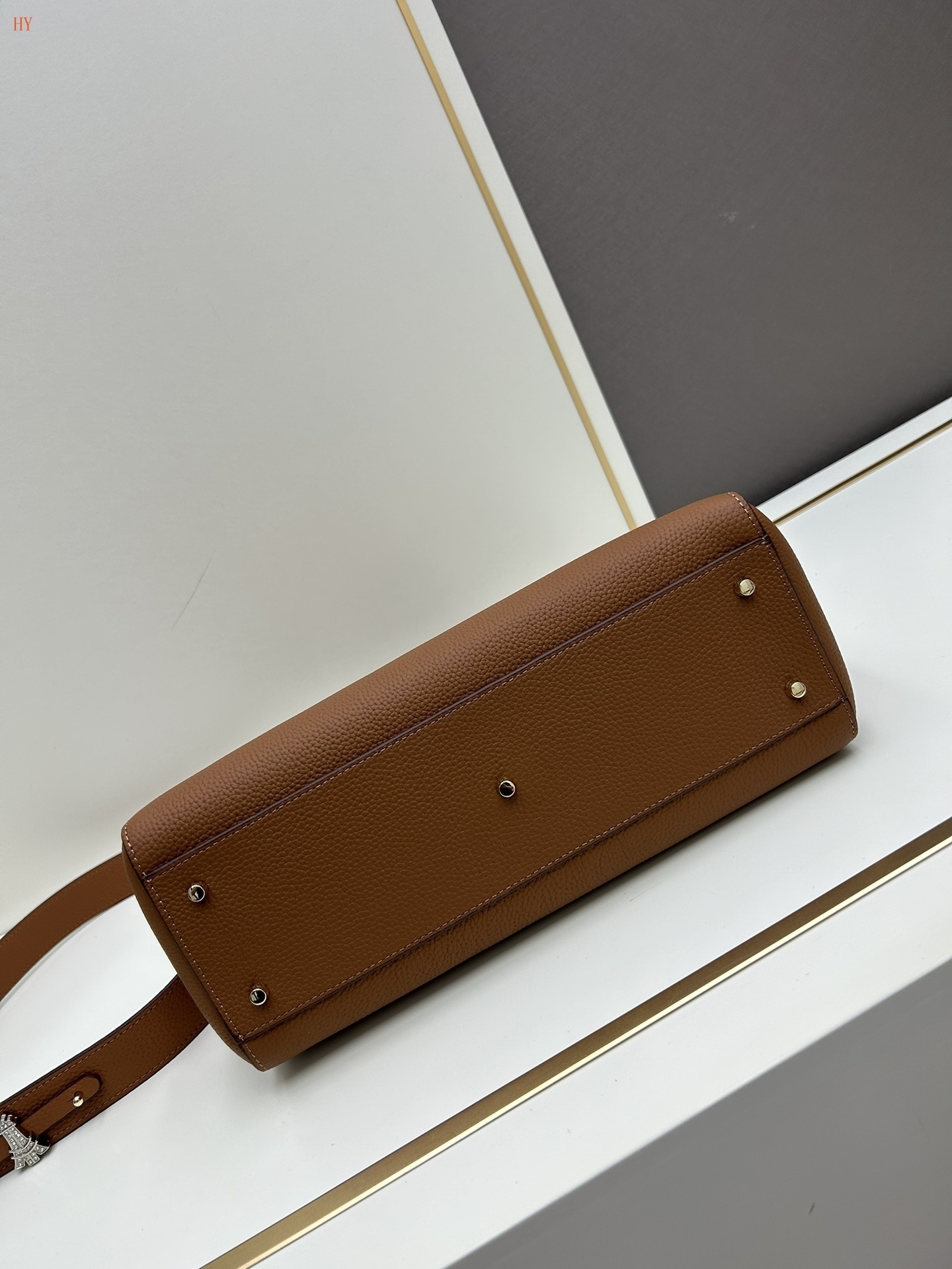 dior brown leather handbag with gold accents - Image 4