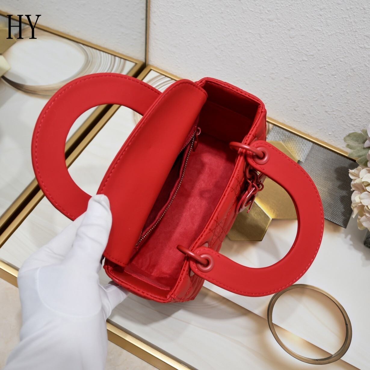 dior red quilted handbag 20cm - model 408042 - Image 4