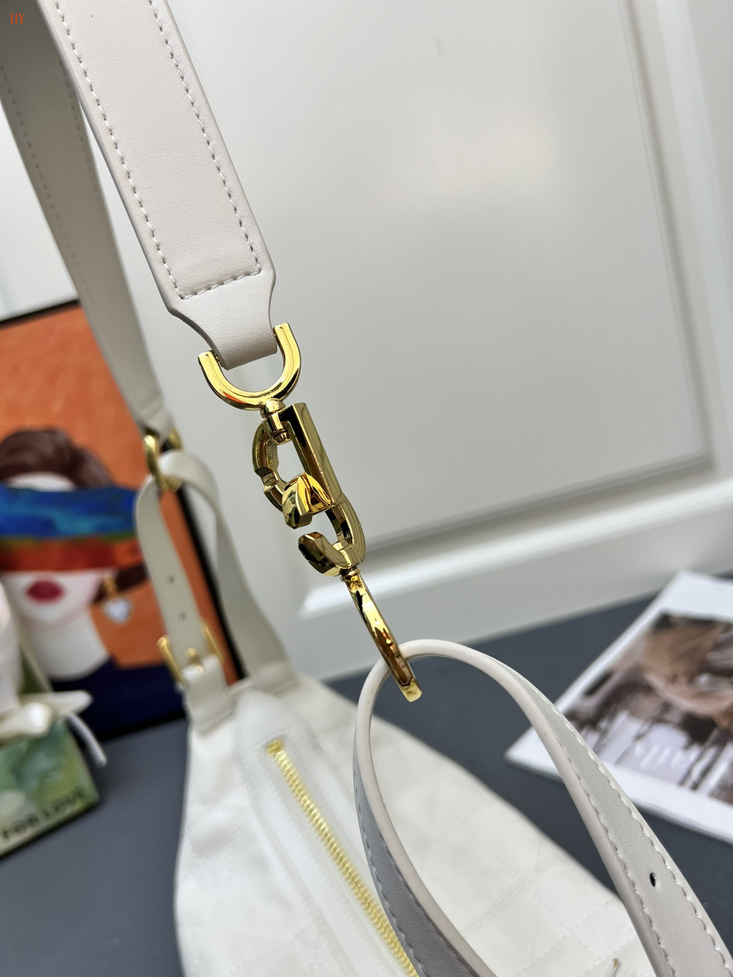 dior white quilted handbag 33x16x15 cm - Image 4