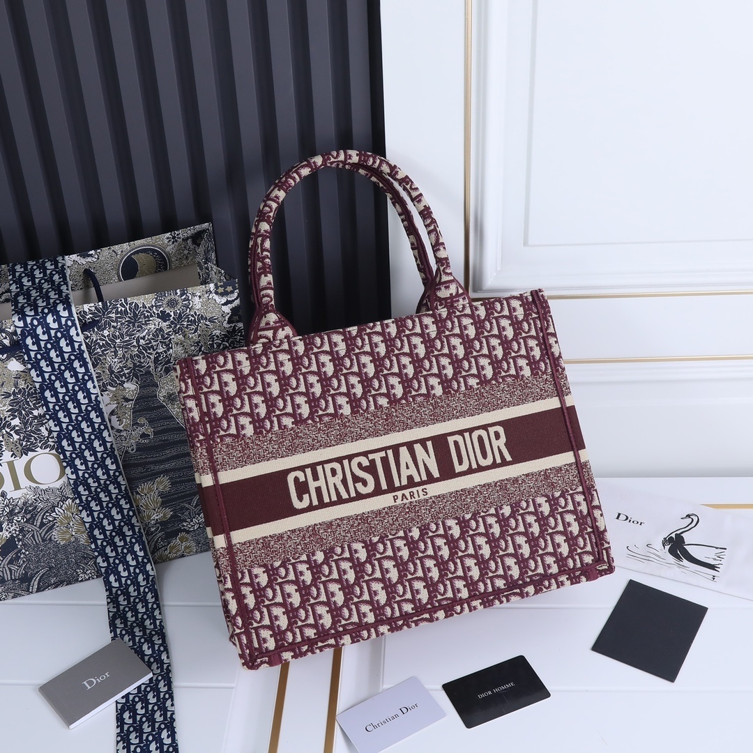 dior 36x20x15cm tote bag - burgundy - Image 4