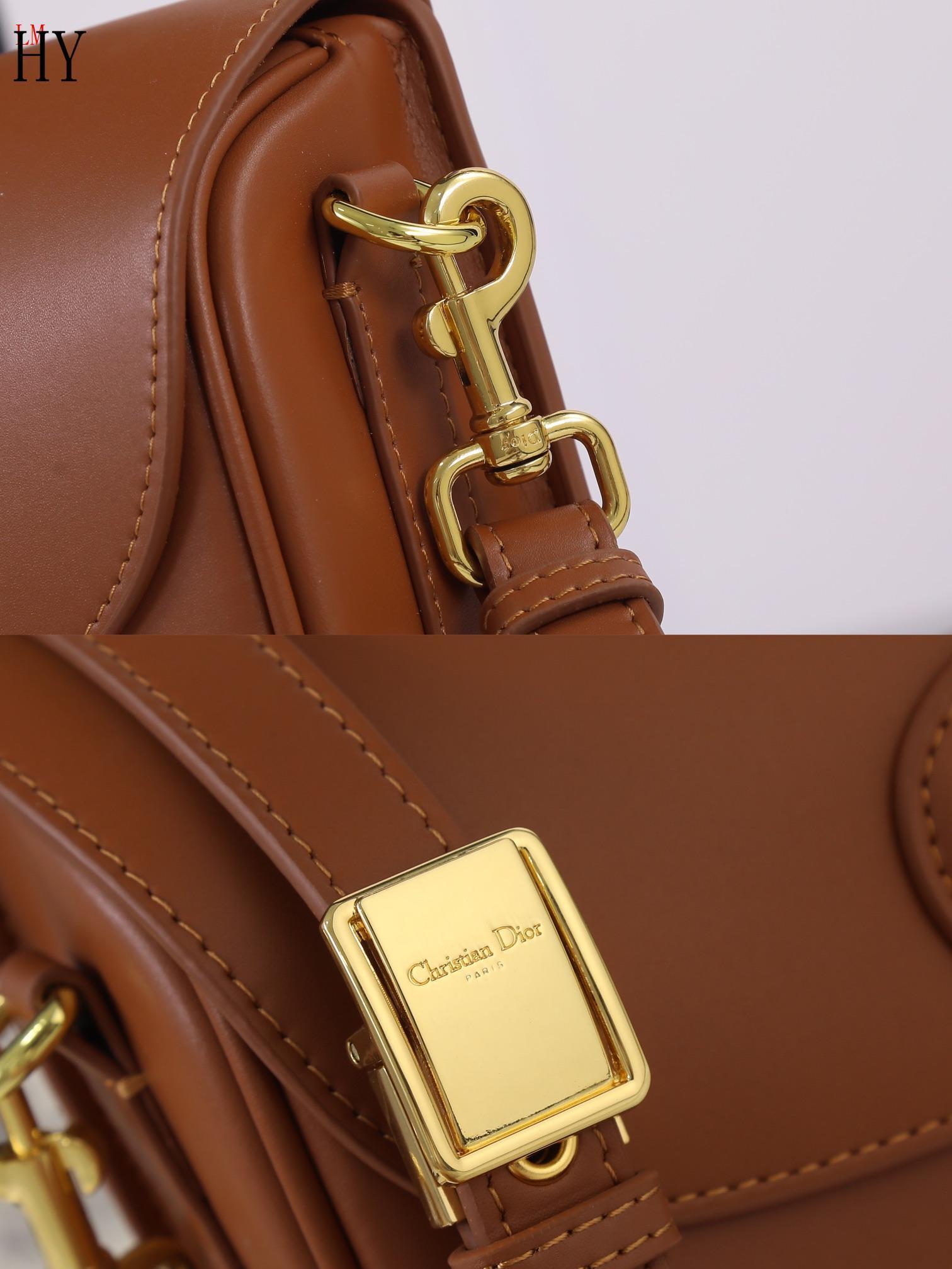 dior brown leather crossbody bag - 22cm - Image 4