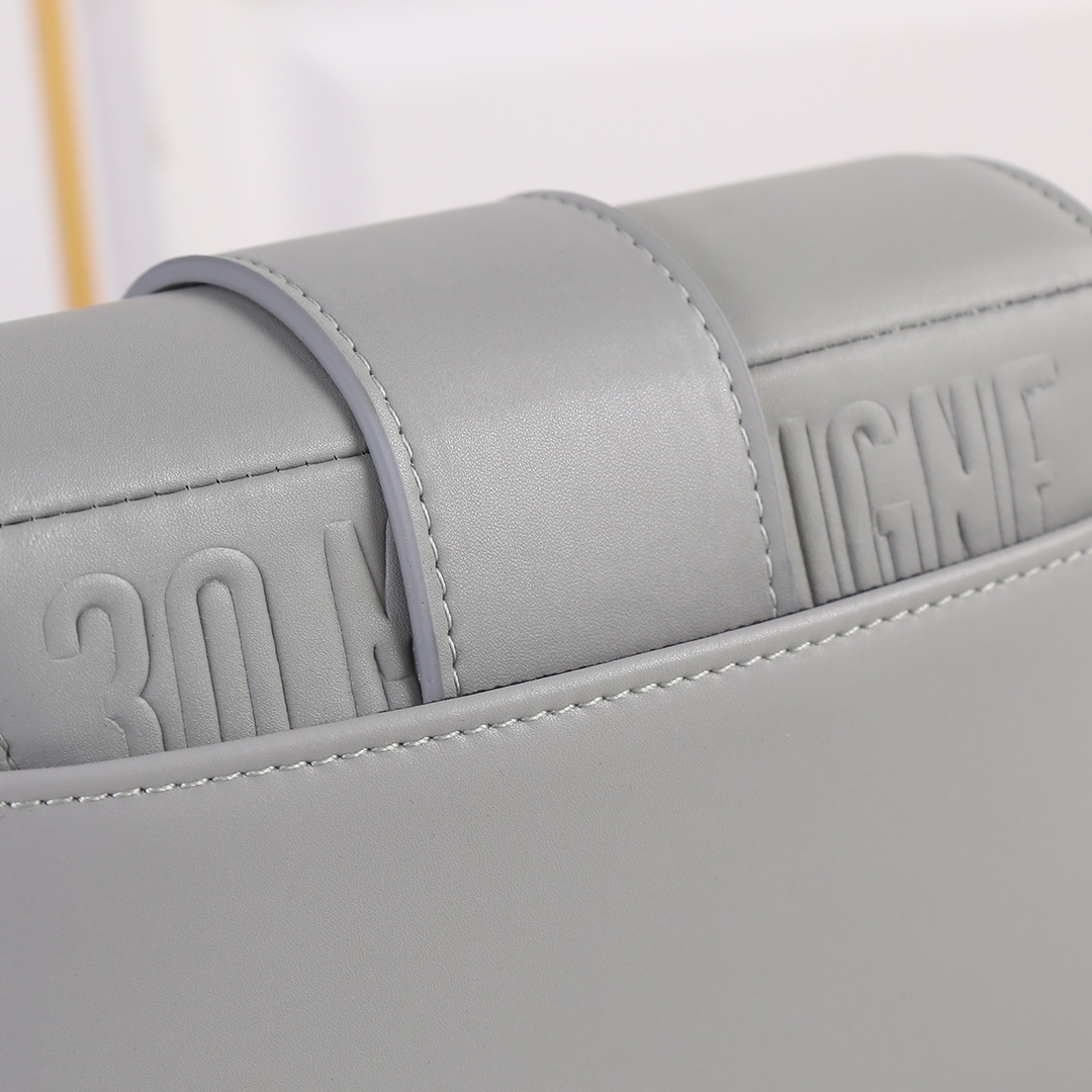 dior gray leather handbag 17.5x11.5x5cm - Image 4
