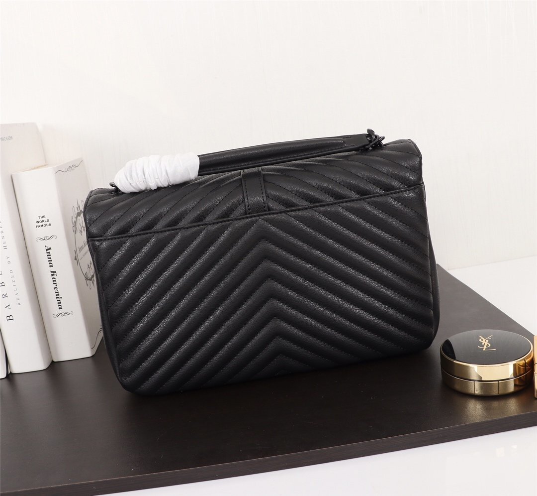 yves saint laurent black chevron handbag 32*21*9 - Image 4