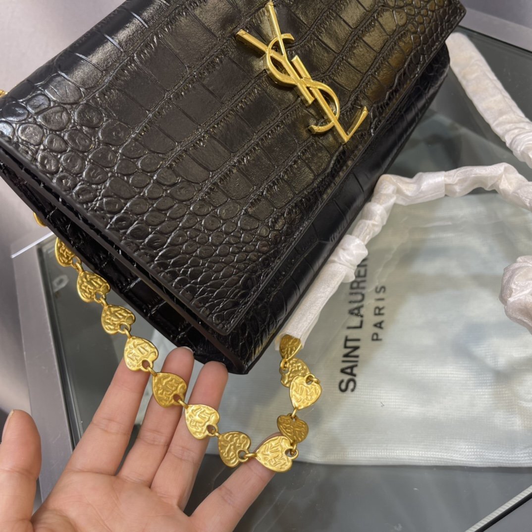 yves saint laurent black croc-embossed leather wallet - Image 4