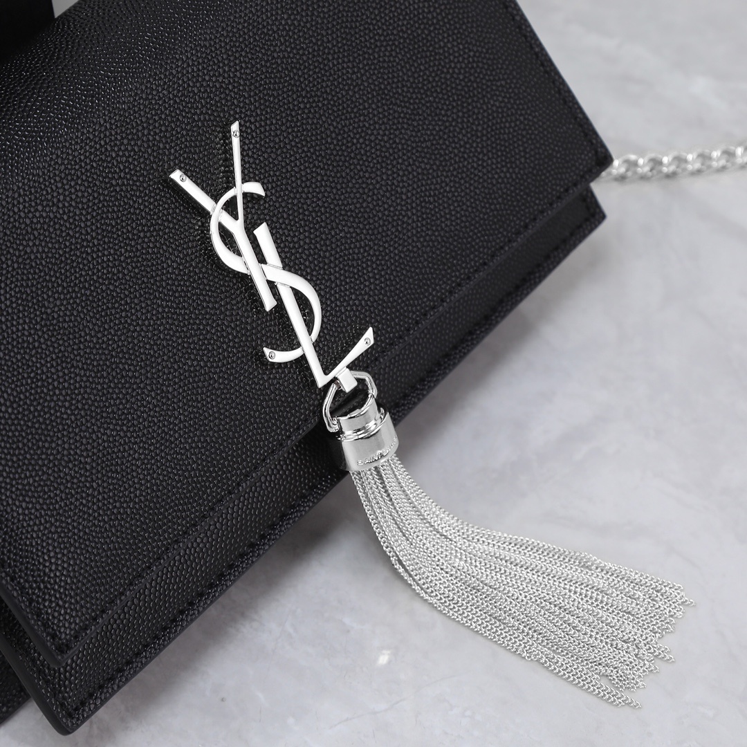 yves saint laurent black wallet on chain - 19x12.5x4 cm - Image 4