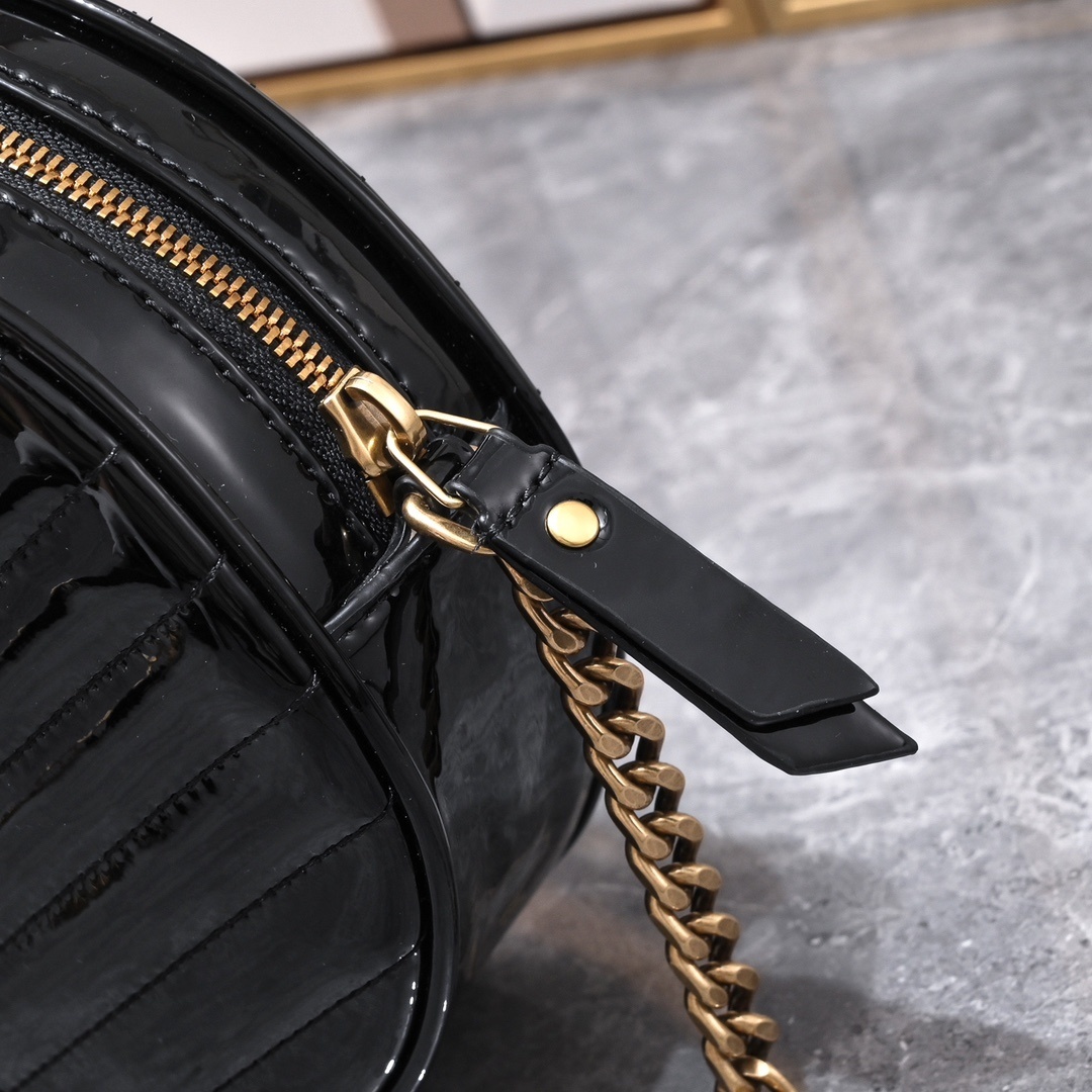 yves saint laurent black quilted round crossbody bag - Image 4