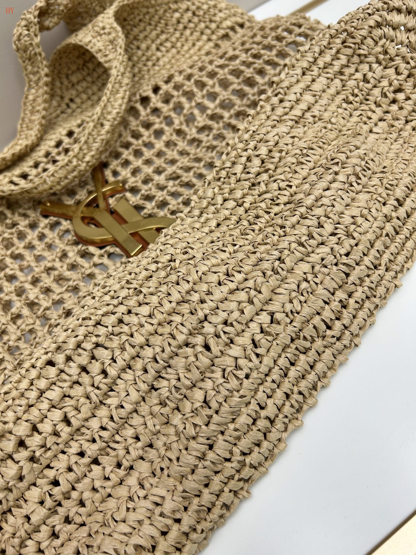 yves saint laurent woven tote bag with pouch - Image 4