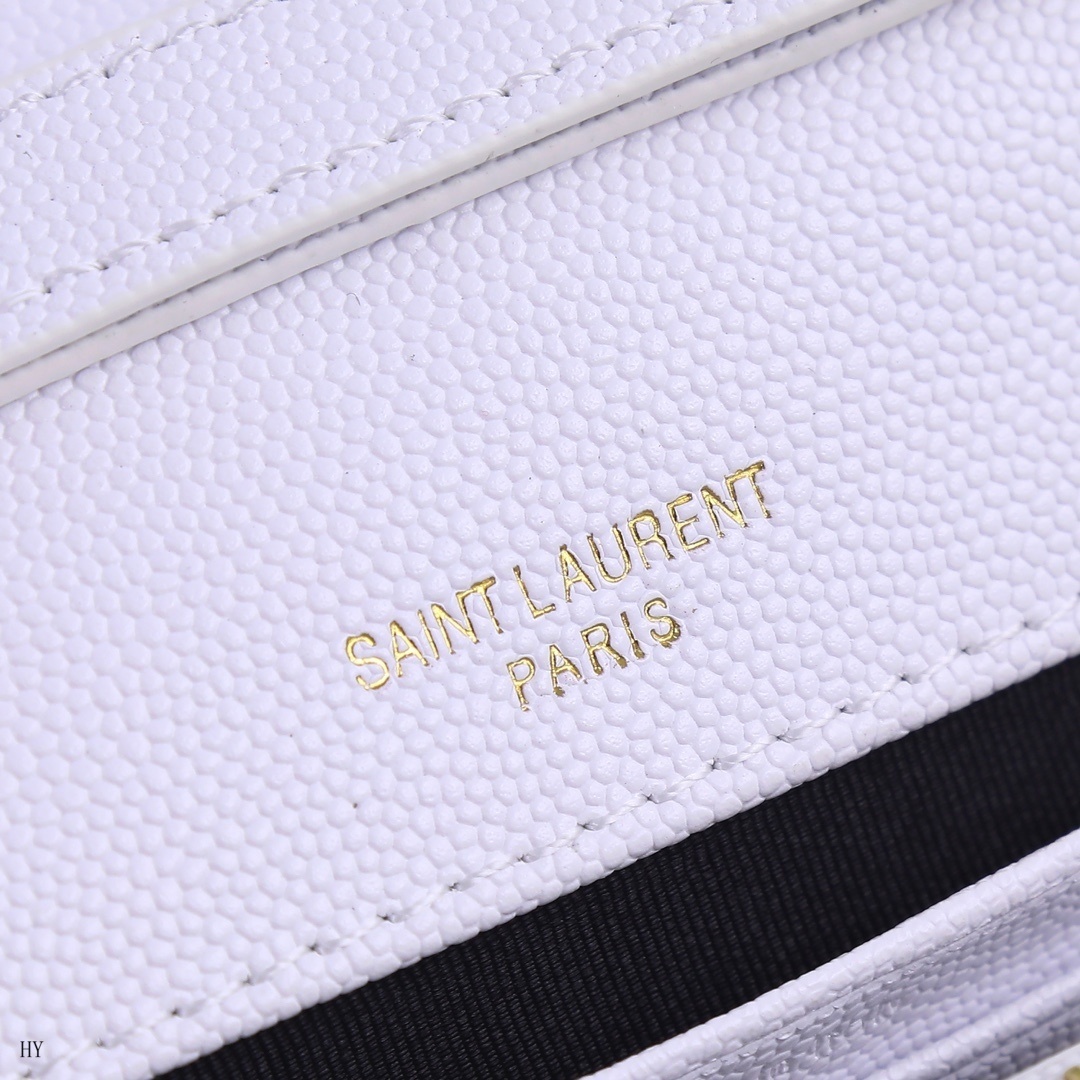 yves saint laurent quilted white leather wallet on chain - Image 4